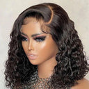 Short Bob Deep Curly Lace Front Human Hair Wig HD Transparent