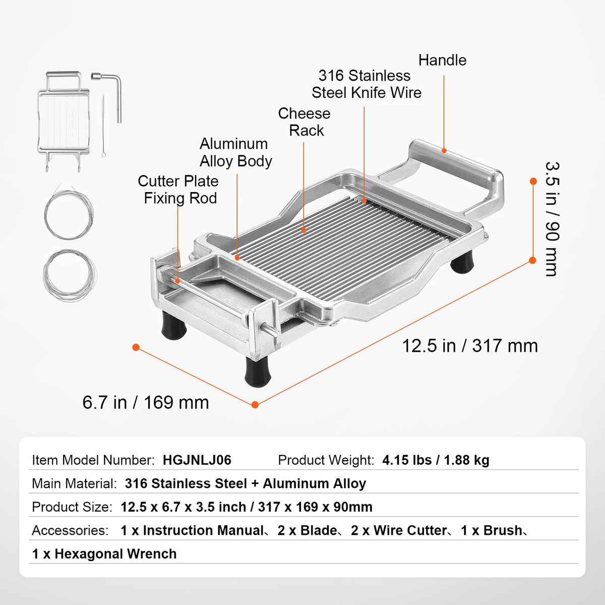 SucceBuy Cheese Cutter with Wire " & " Aluminum Alloy — product view 9