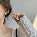 Korean Arrival Grey Leaf Stud Earrings for Women Jewelry