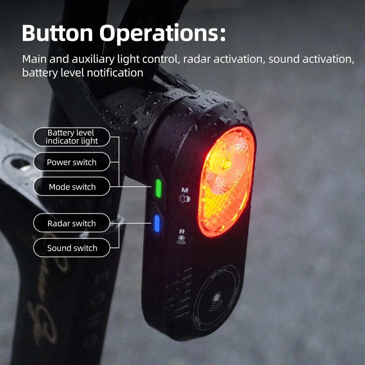 CYCLAMI LA150 Radar Tail Light Bike Smart Brake Taillight Warning Rechargeable IPX6 Waterproof Cycling Safety Warning Rear Lamp