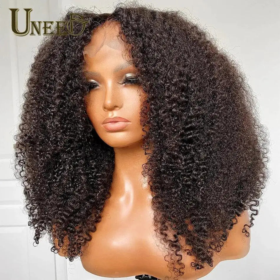 Mongolian Kinky Curly Lace Front Wig 180 Density For Women