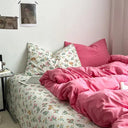 Ins Heart Floral Duvet Cover Set Pillowcases Soft Linens