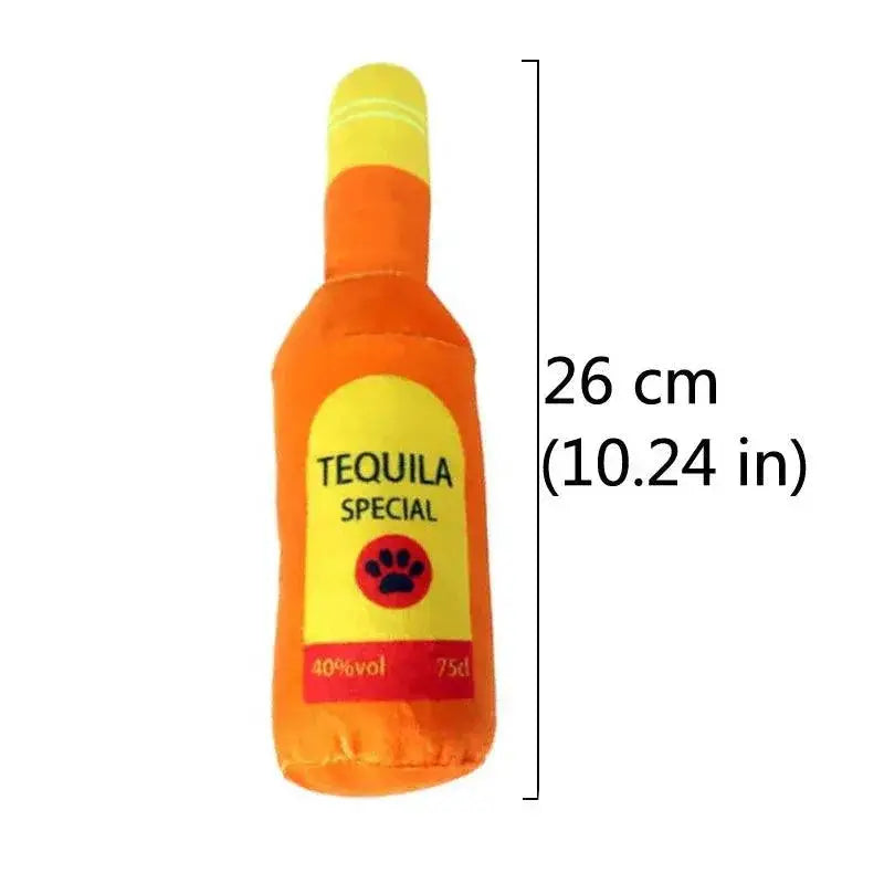 Dog Champagne Bottle Plush Toy Squeaky Whisky For Dogs
