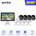 ANNKE 4K Wireless Security Kit with 12‑Inch Built‑in LCD Monitor, 8MP Ultra‑HD IP66 Weatherproof Wifi Cameras, Dual‑Band WiFi Pro Two‑Way Audio, Smart Human Detection, H.264+ Compression Plug‑and‑Play for Home o