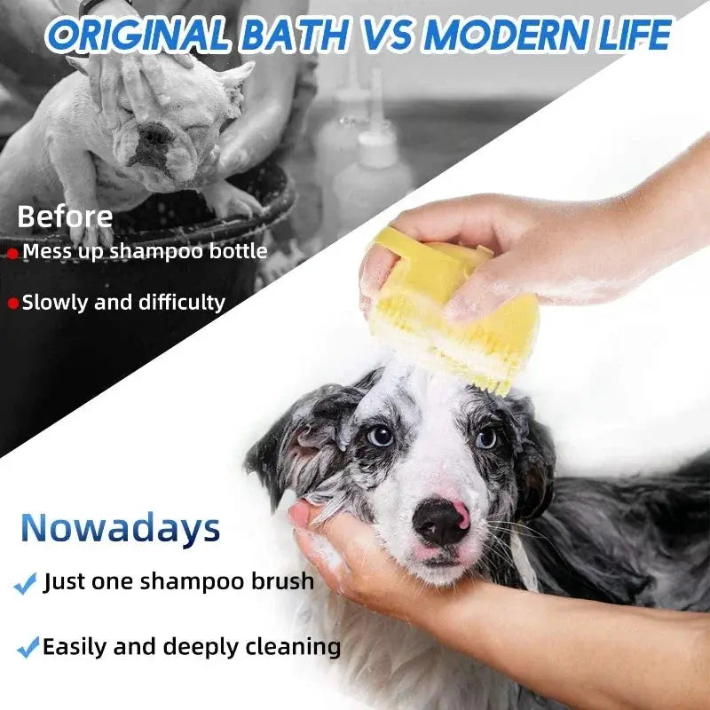 Pet Dog Shampoo Brush 2.7oz Soft Silicone Groomer 80ml