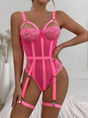 New Fashion Sexy Women Bodysuit Bra Set Garter Belt Lingerie