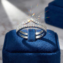 V Shape Moissanite Ring Sterling Silver