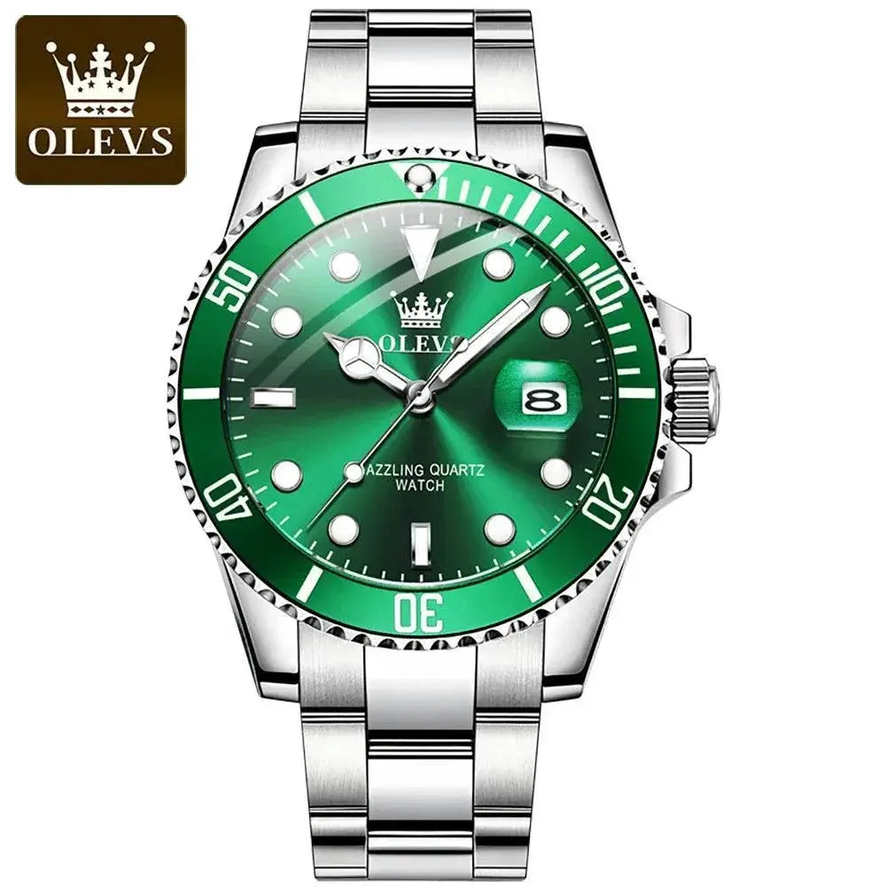 OLEVS Men's Stainless Steel Business Waterproof Quartz Watch