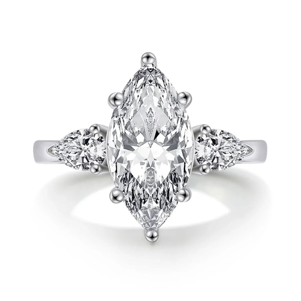 Moissanite Ring in Sterling Silver marquise — product view 2