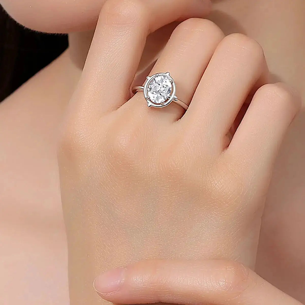 Sterling Silver Silver Plant Design Moissanite Ring — product image 2