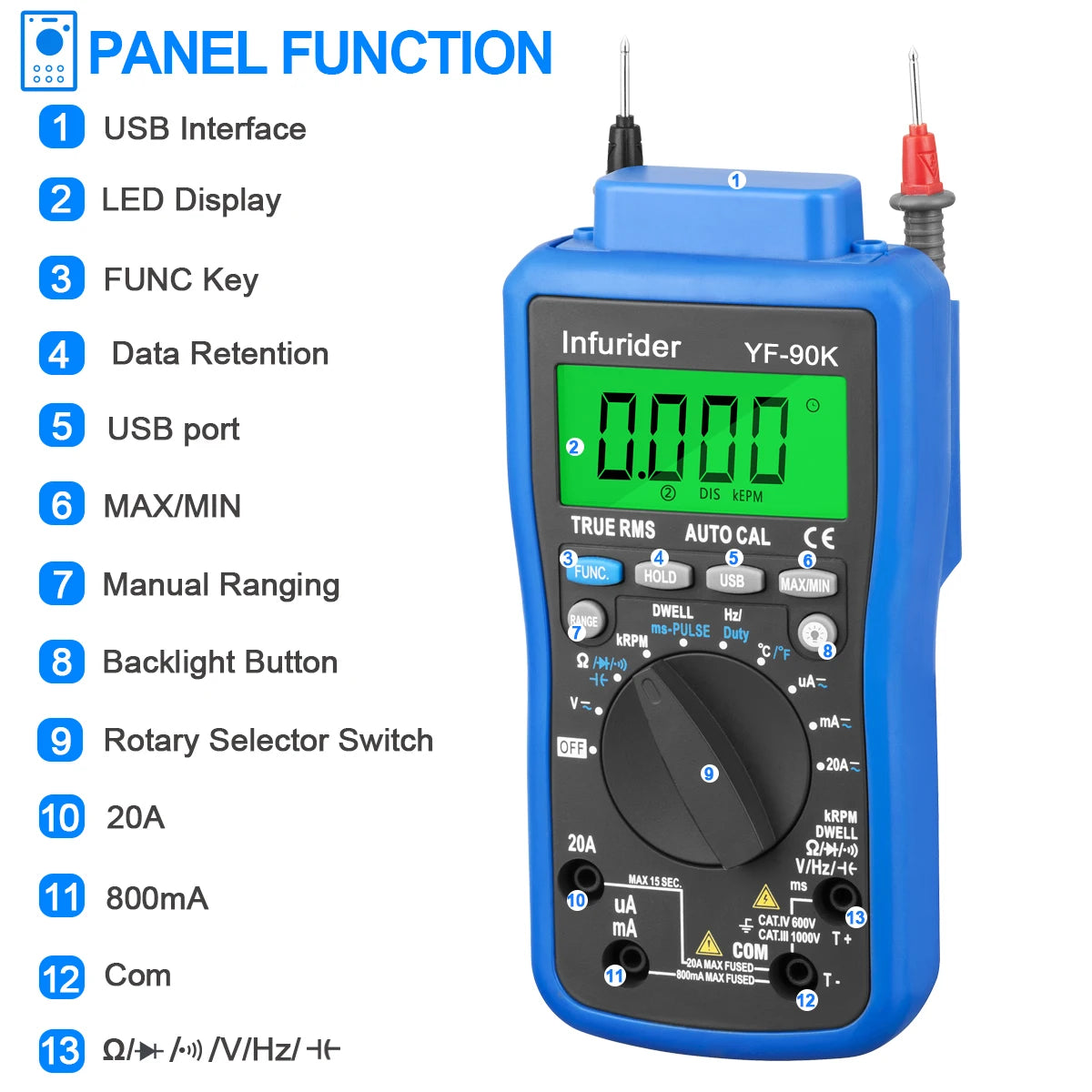 Engine Analyzer Tester HoldPeak Auto Range Digital Automotive — product view 2