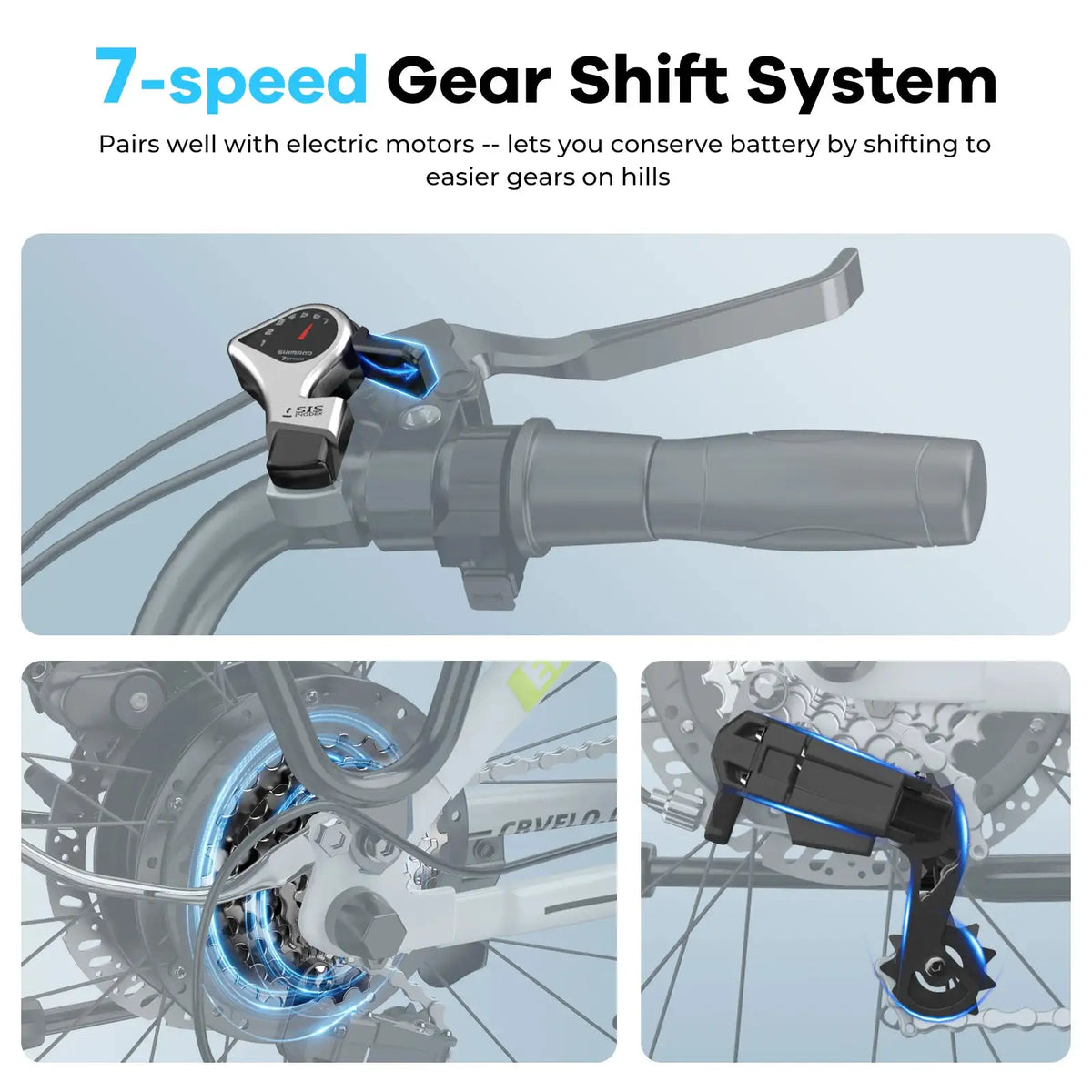 Cybervelo 26" Step-Thru Commuter, 500W Peak 48V 25Ah Detachable Battery, Long Range 7-Speed Shift Electric Bike for Adult EK7 EK10