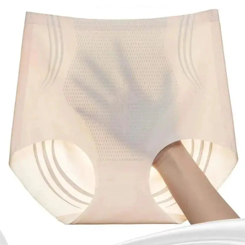 OWEQ High Waisted Ice Silk Body Briefs For Tummy Control