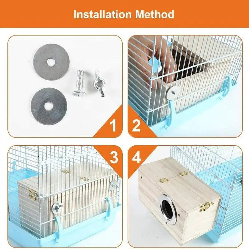 Natural Wood Parrot Breeding Box Bird House Nesting Spot