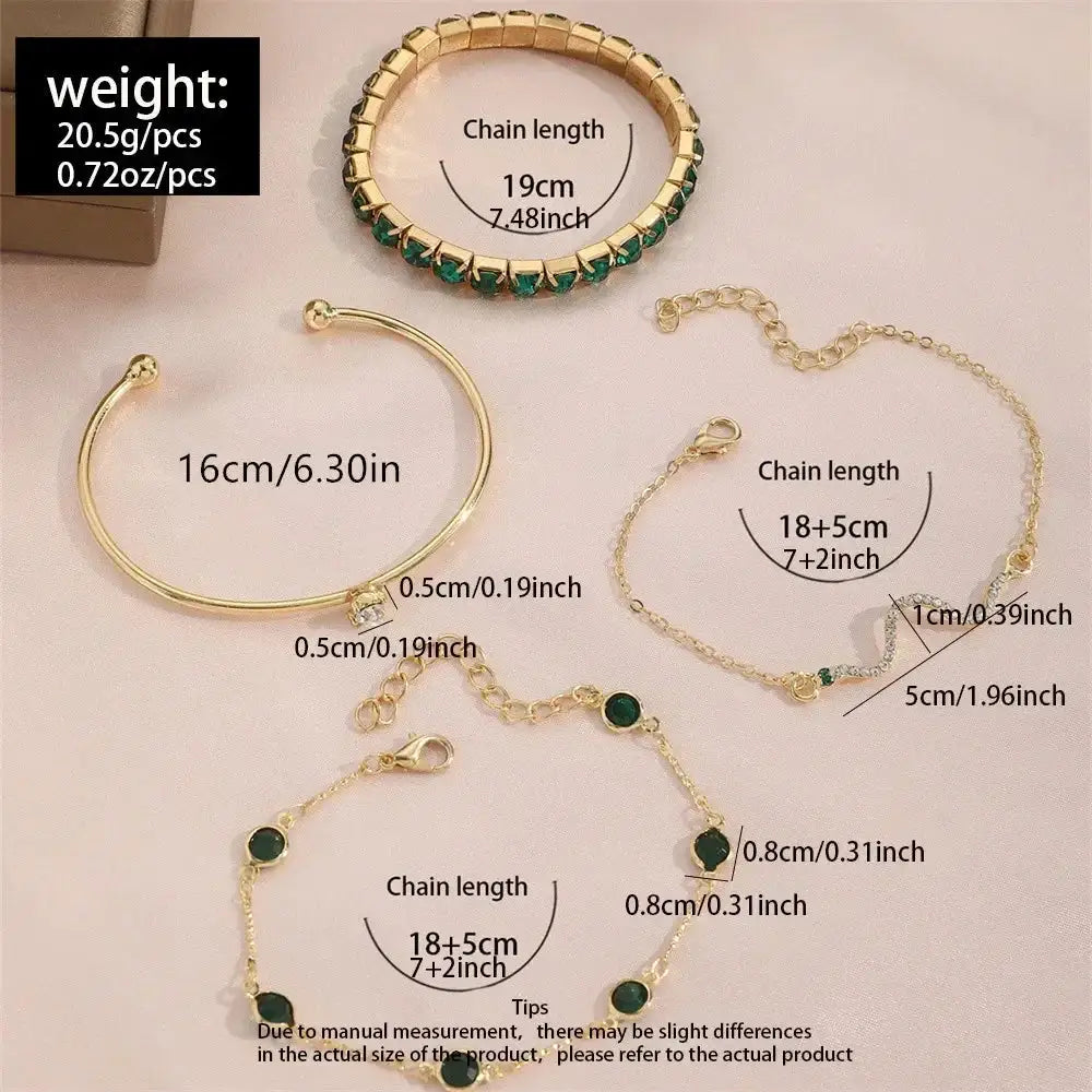 Fashion Snake Green Gemstone Bangle Bracelet For Women