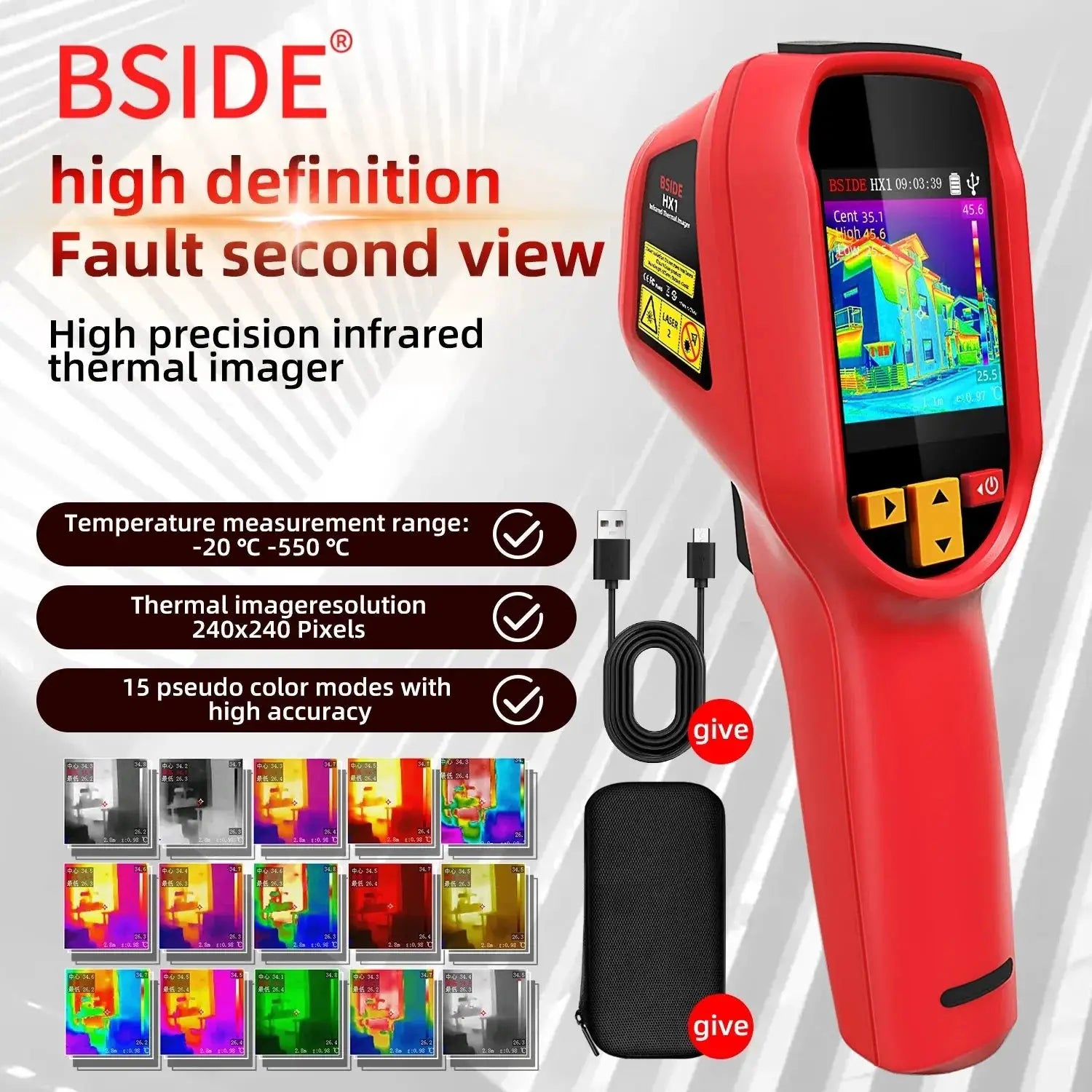 BSIDE HX1 Handheld Thermal Imaging Camera - 240x240 IR For PCB, Auto, Pipelines - stepyours.com