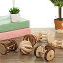 Cute Rabbit Roller Toys Natural Wooden Pine Chew Toys
