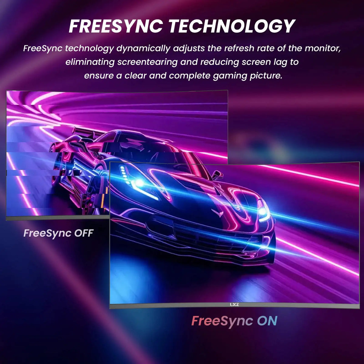 LXZ 27 Inch Gaming Monitor, 180Hz FHD 1080P Curved Monitor, 1800R, Built-in Speakers, PC Monitor, HDMI & DisplayPort, FreeSync Compatible