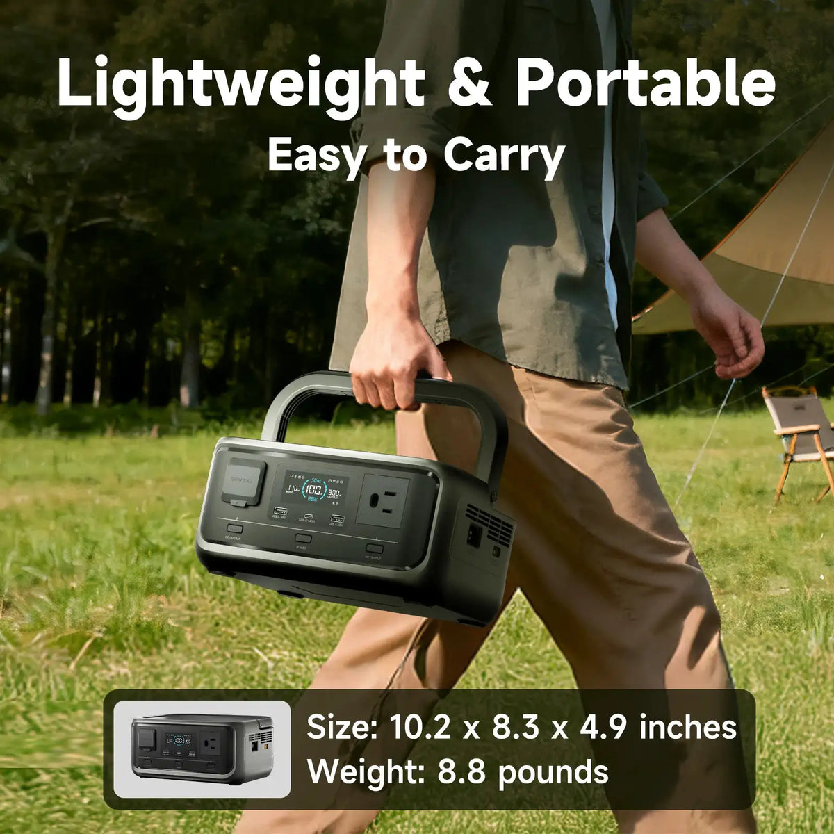 ALLPOWERS VOLIX P300 Portable Power Station 256Wh LiFePO4 Battery 300W (Peak 600W) AC Output for Outdoor Camping Travel Home Use