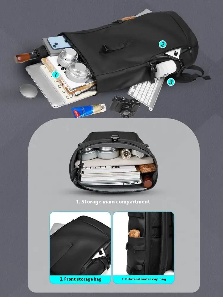 EURCOOL Large Capacity Laptop Bag Mochilas Men's Backpack Waterproof Rollup Backpack Women Travel Expandable USB Charging