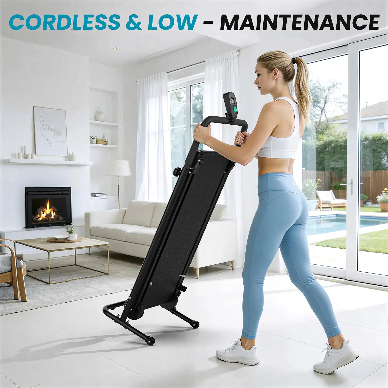 Akluer Non-Motorized Foldable Workout Treadmill - Dual Flywheel with Fixed Incline, LCD Monitor, Slip-Resistant Belt & Comfort Foam Grips for Small Home and Apartment Gym Use