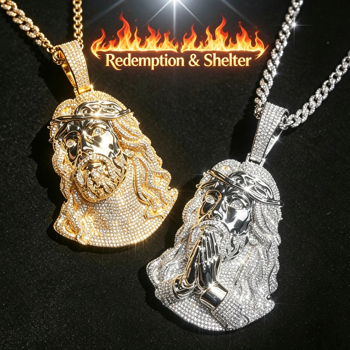 Iced Out Jesus Pendant Praying