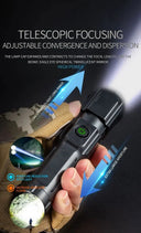 4 Lighting Mode Strong LED Flashlights Telescopic Zoom Torch