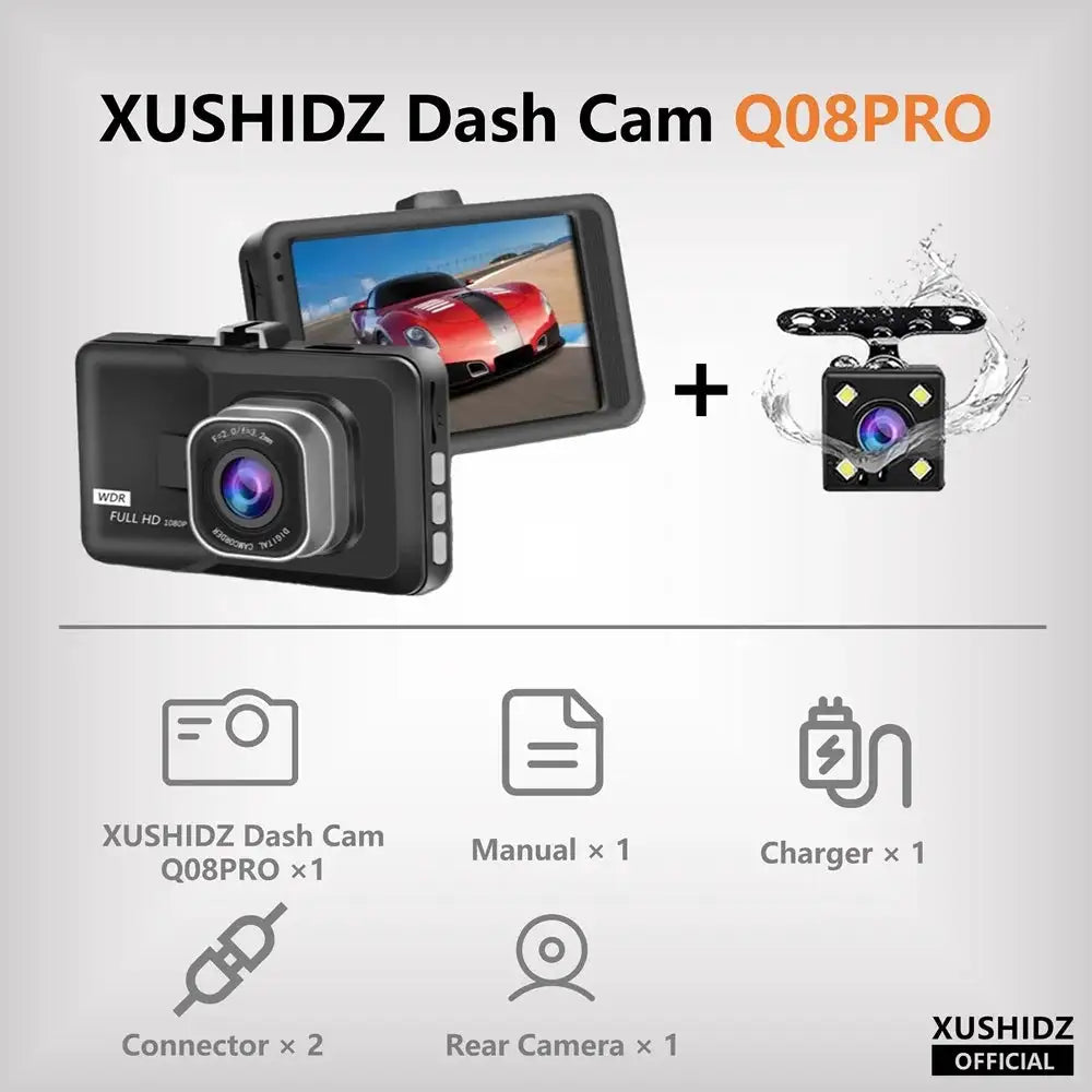 Xushidz Dash Cam - Night Vision Loop - Q08PRO n rear Camera None product image
