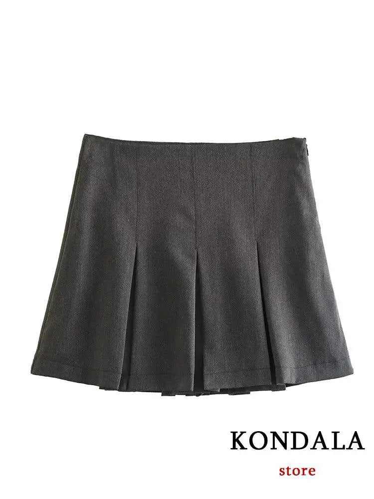 Vintage Dark Grey Ruffled Mini Skirt Effortless Elegance