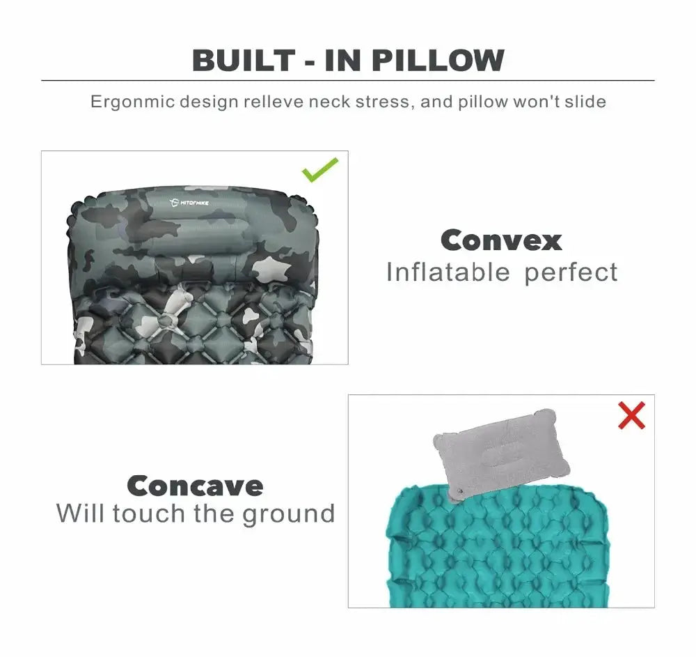 Outdoor Sleeping Pad Inflatable Mattress With Pillows