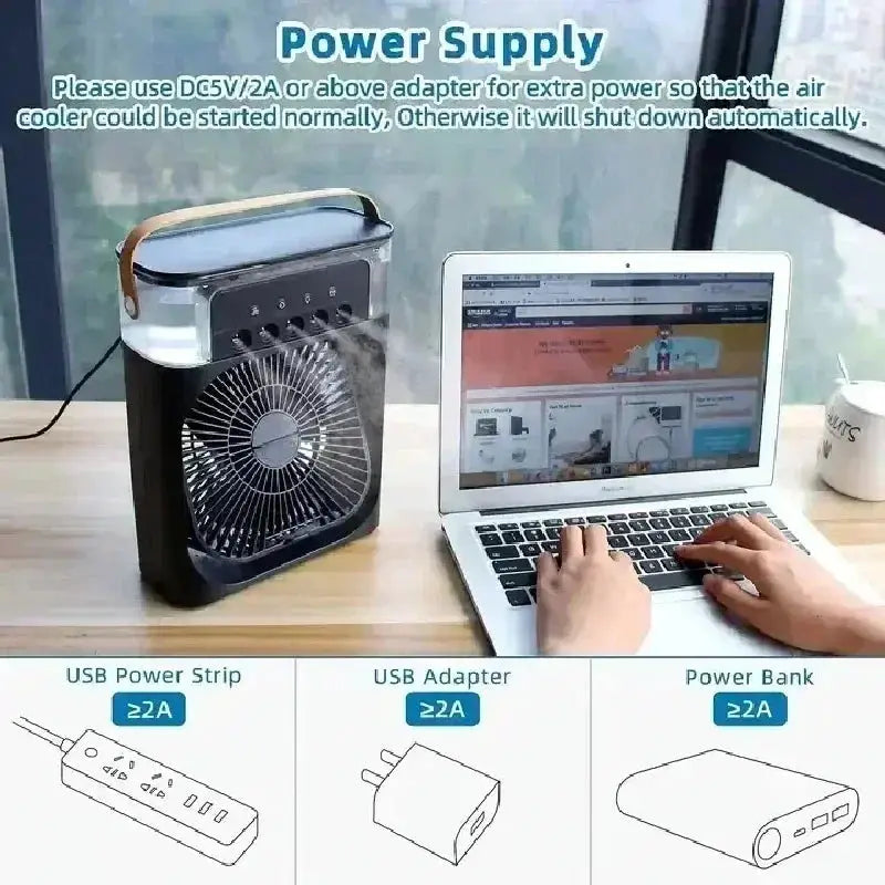 Portable Humidifier Fan USB Air Conditioner Desk Cooler - OurLum.com