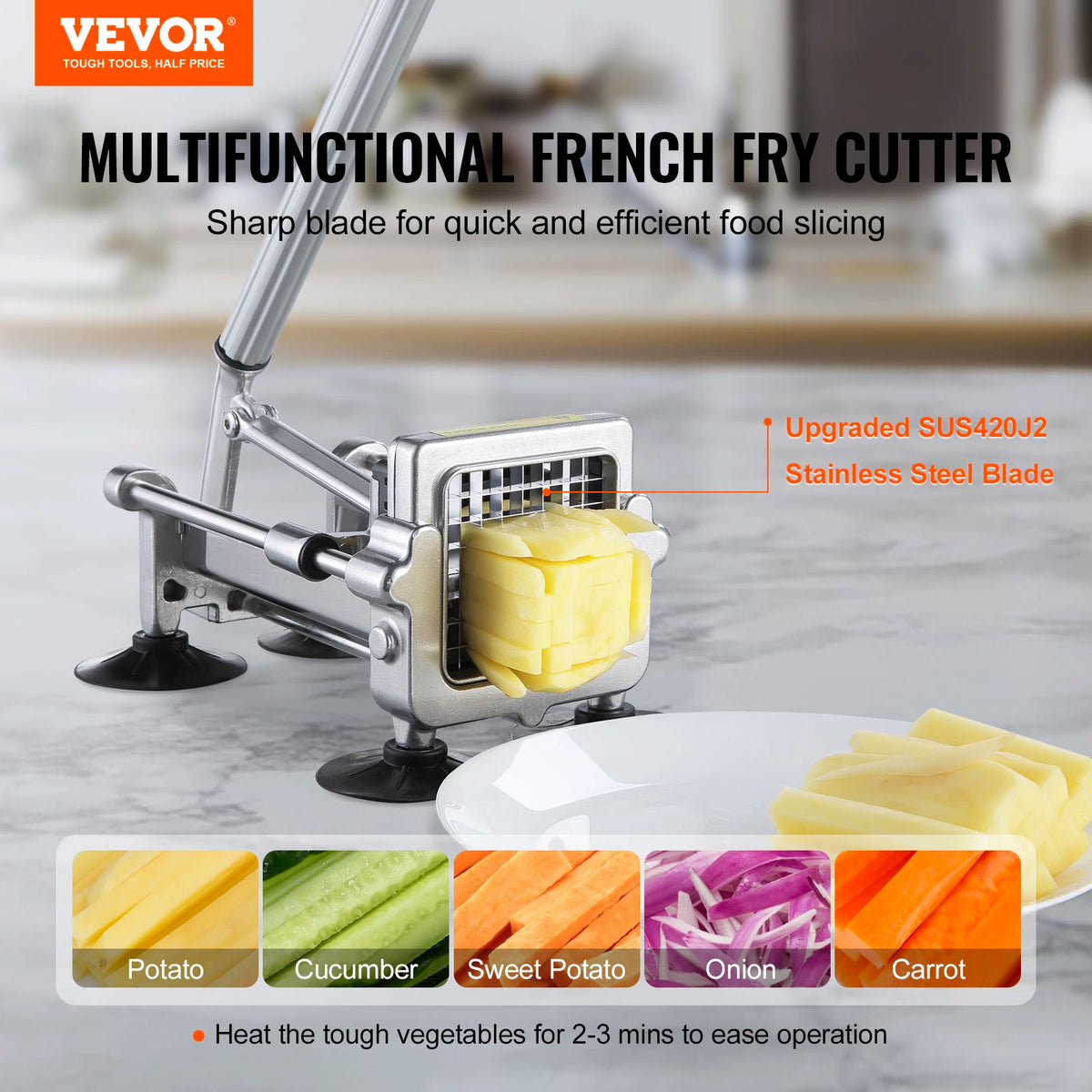 SucceBuy French Fry Cutter Potato Slicer Stainless Steel Blades — product view 2