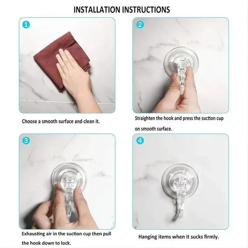 Clear Suction Cup Hooks For Strong Hold In Bathrooms