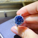 Blue Moissanite Sterling Silver Ring