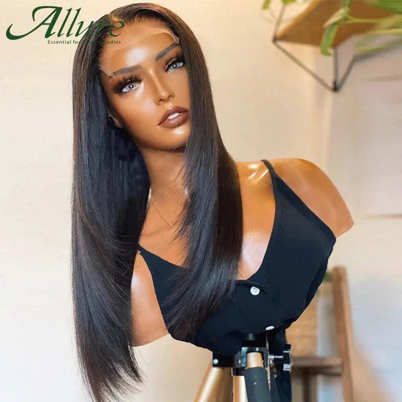 Glueless Long Straight Brazilian Lace Front Wig Pre Plucked