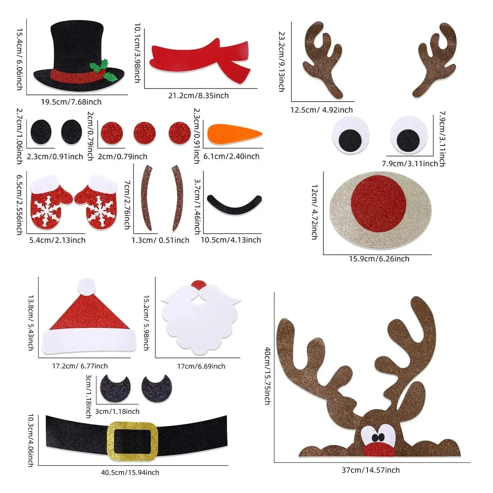 Festive Christmas Window Stickers Snowman Santa Elk 2024