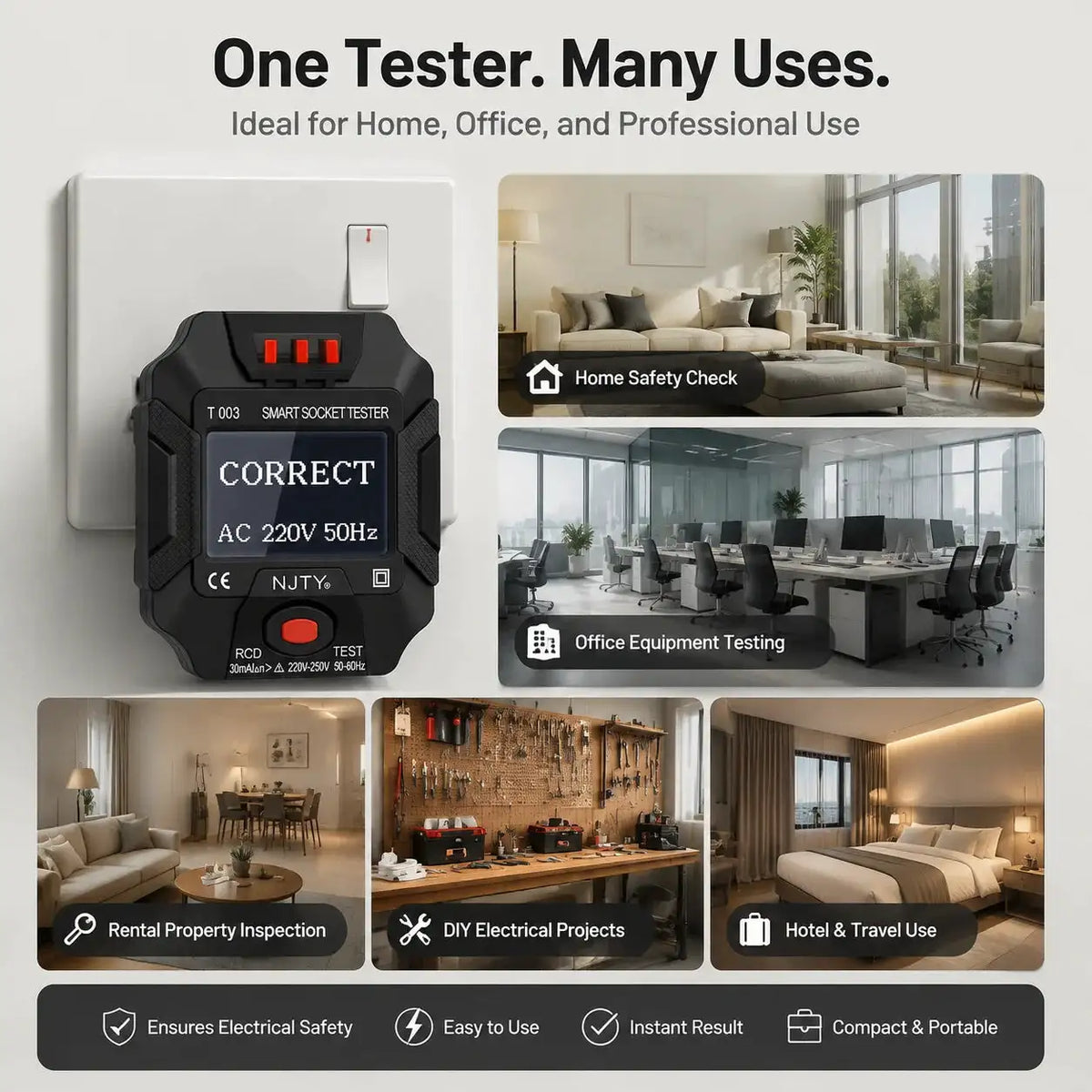 Outlets Testor LCD Digital Socket Tester UK Plug Voltage Wiring Fault Detector RCD Test Ground Neutral Polarity Check 90-250V