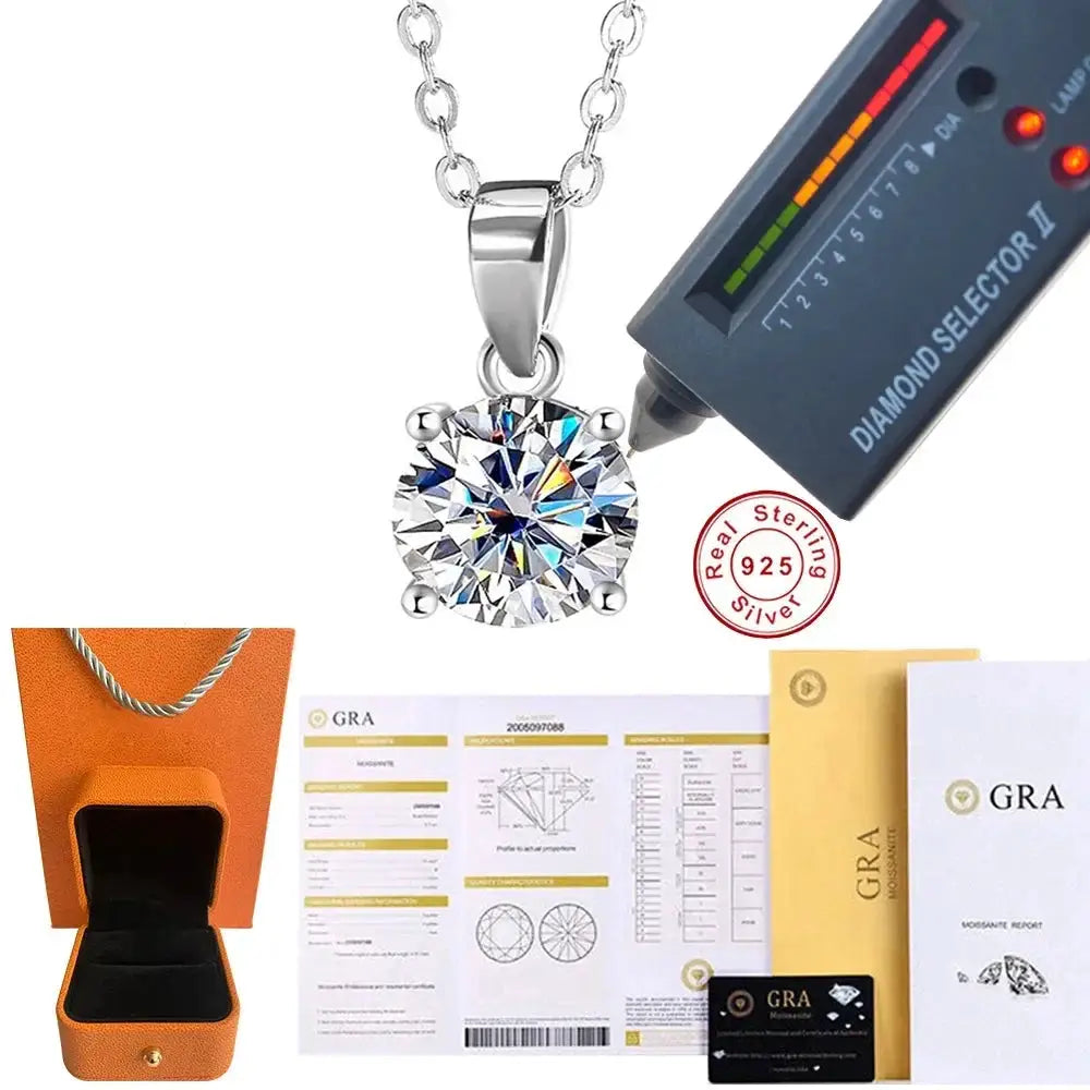Moissanite Pendant Necklace in Sterling Silver Fashion — product view 7