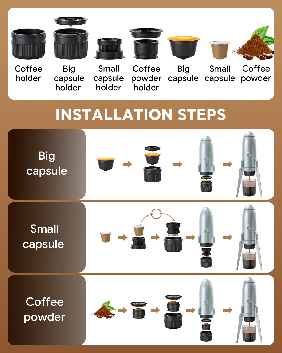 Portable Travel Electric Capsule Coffee Maker Espresso Pot — product view 2