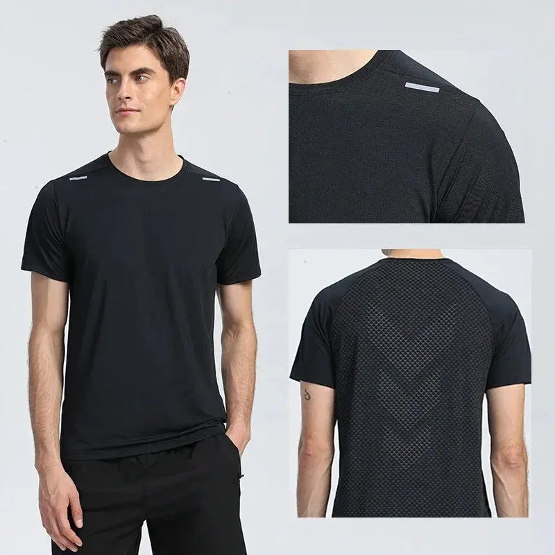 Quick Dry Men Running T Shirt Breathable Sports Top Gym