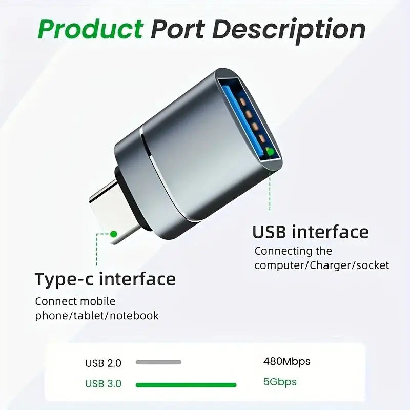 2PCS USB 3.0 To Type C OTG Charger Adapter Connector Type-C to USB Male To Type-c Adapt Converter for PC MacBook Car USB ipad