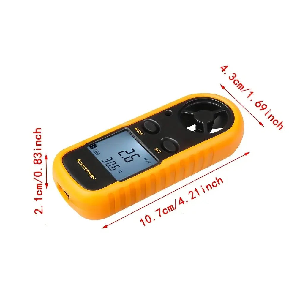 Digital Anemometer 0-30m/s Wind Speed Meter Mini Air Velocity Airflow -10°C ~ 45°C Temperature Tester with LCD Backlight Lanyard