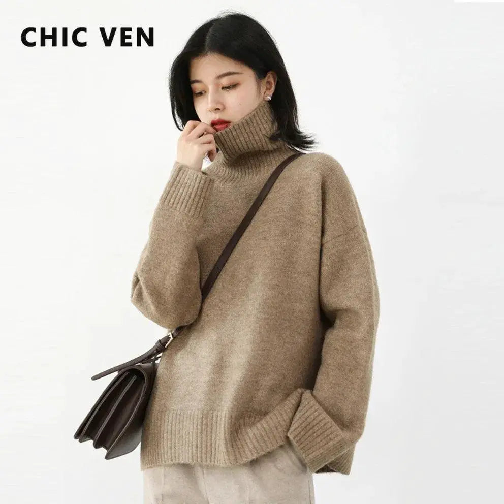 Cozy Mohair Turtleneck Sweater For Women Luxury Pullover