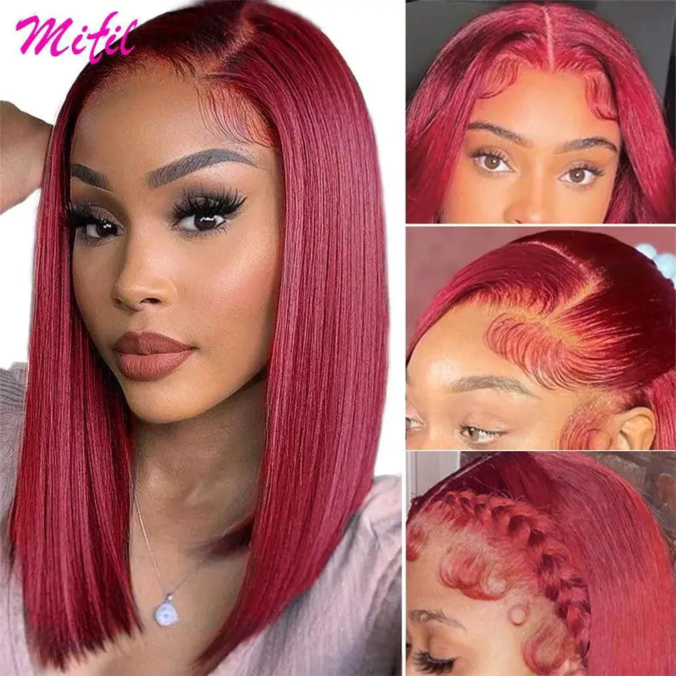 Chocolate Brown Highlight Bob Wig Lace Front Human Hair