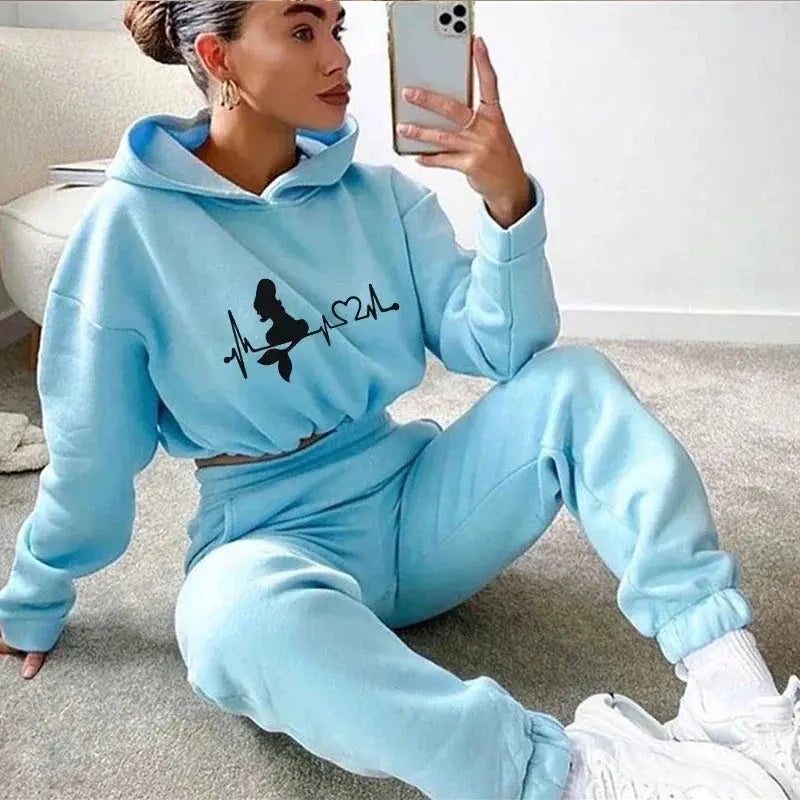 Women 2 Piece Drawstring Tracksuit Set Hoodie Joggers 2024