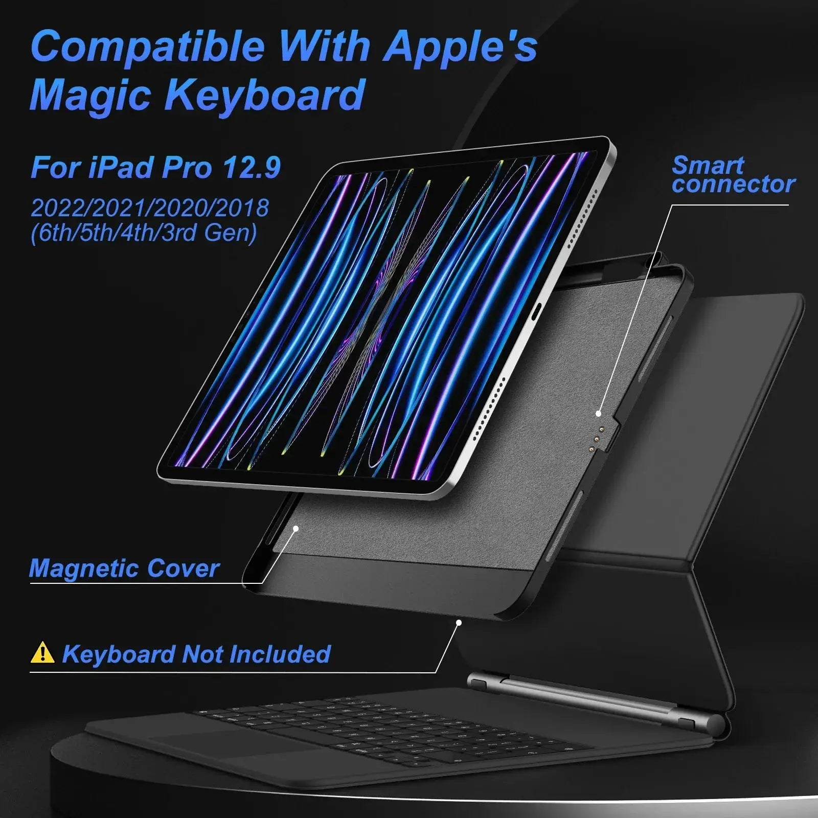 Magnetic Case for iPad Pro 11 13 M4 Air 6 Pencil Holder