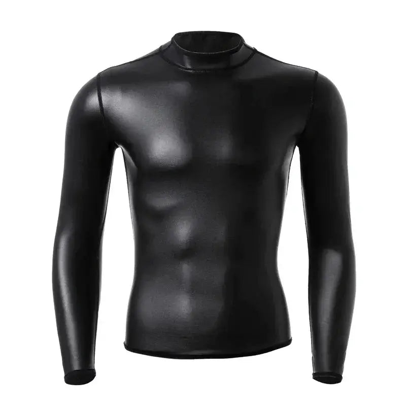 Slim Fit Stand Collar Leather Shirt For Men Tummy Shaper