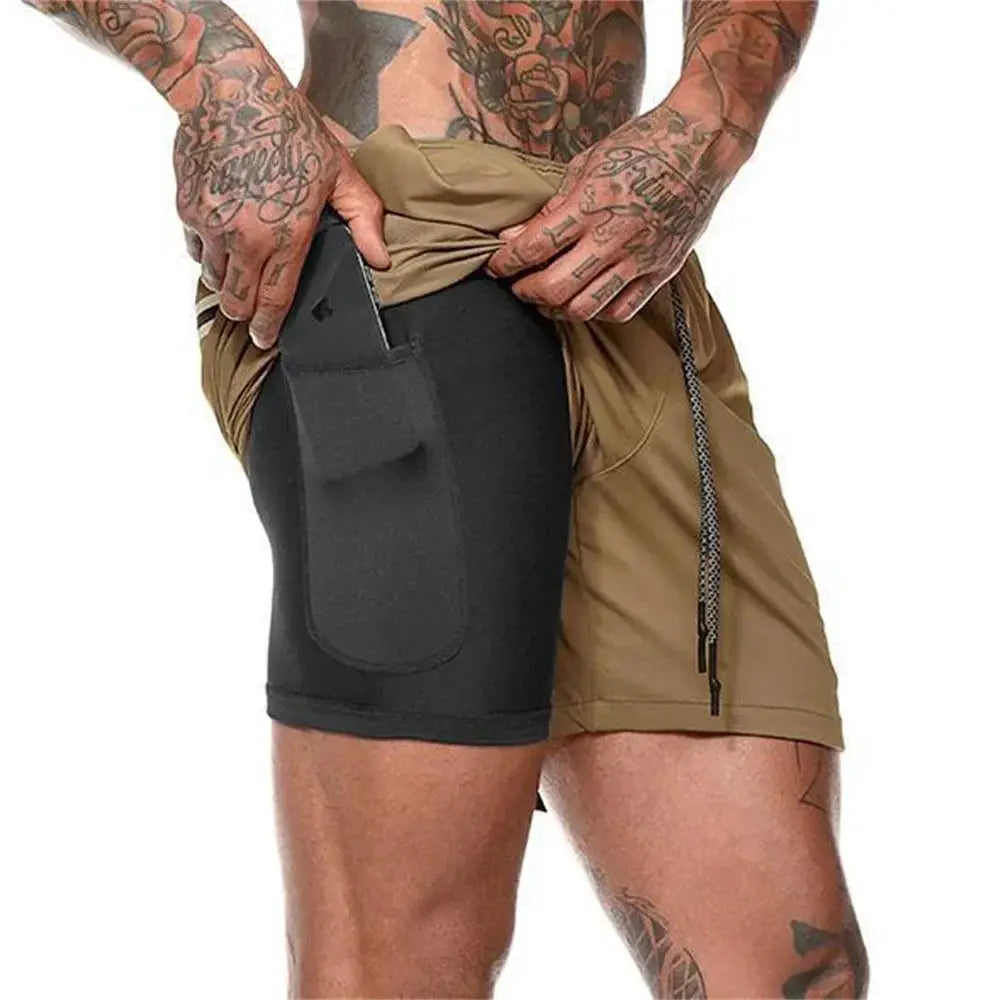 Camo 2-in-1 Quick-Dry Running Shorts for Gym Fitness