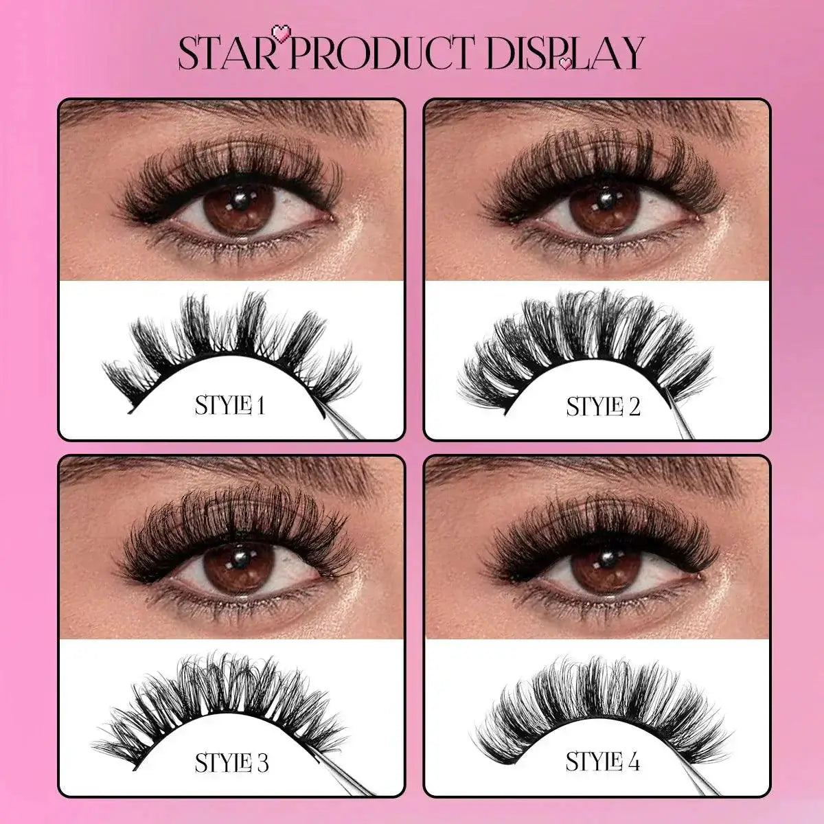 GROINNEYA Vegan 3D Mink Strip Lashes For Natural Look