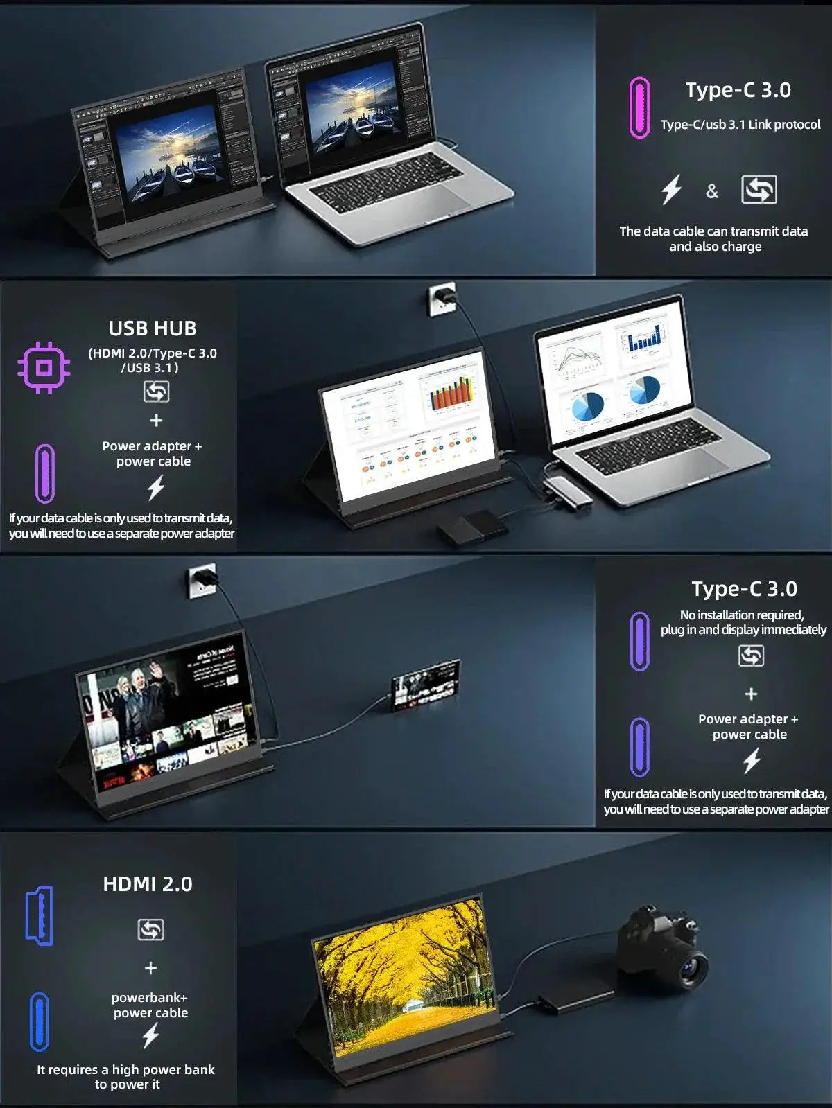 ZSUS Portable Monitor High Resolution HDR Display For Gaming